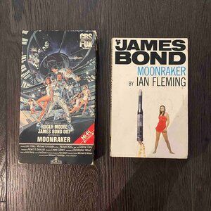 vintage Ian Fleming James Bond Moonraker VHS + paperback bundle